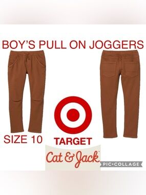 Boys Clothes Cat & Jack Super Stretch Pull-On Jogger Pants Brown Size 10